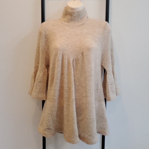 Anthropologie Feather Bone Whitby Bell Sleeve Sweater Merino Wool Alpaca Women - Picture 4 of 15